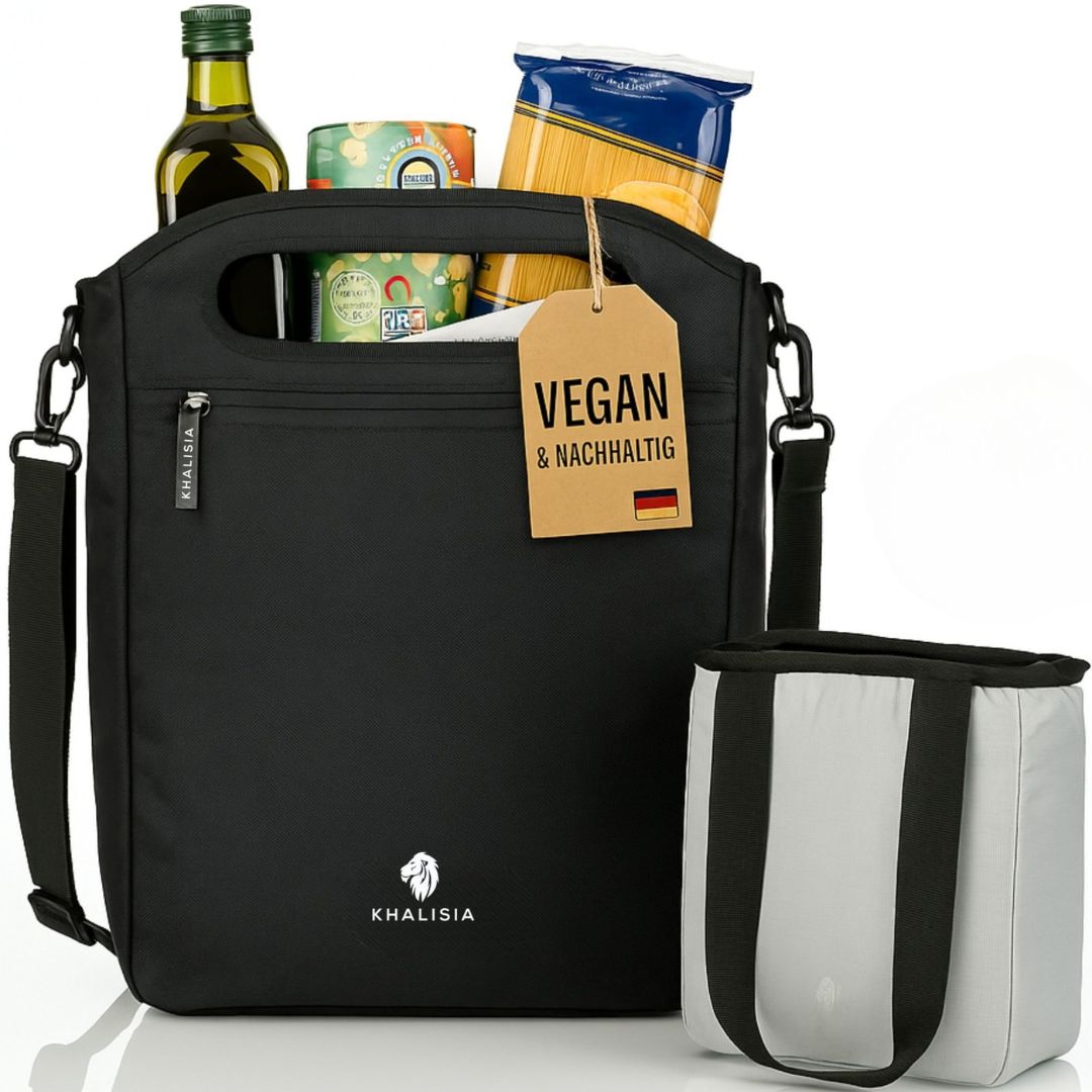 KHALISIA 2-in-1 Thermo Shopper Fahrradtasche als praktische Gepäckträgertasche für Einkäufe und Alltag.