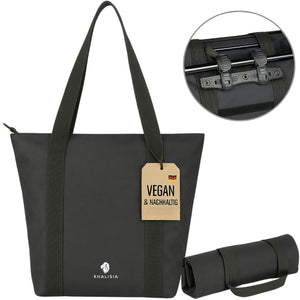 KHALISIA Roll-Up Shopper – Wasserabweisende Fahrrad Gepäckträger-Tasche, faltbar, 22L, RPET, mit Reißverschluss & Organizer