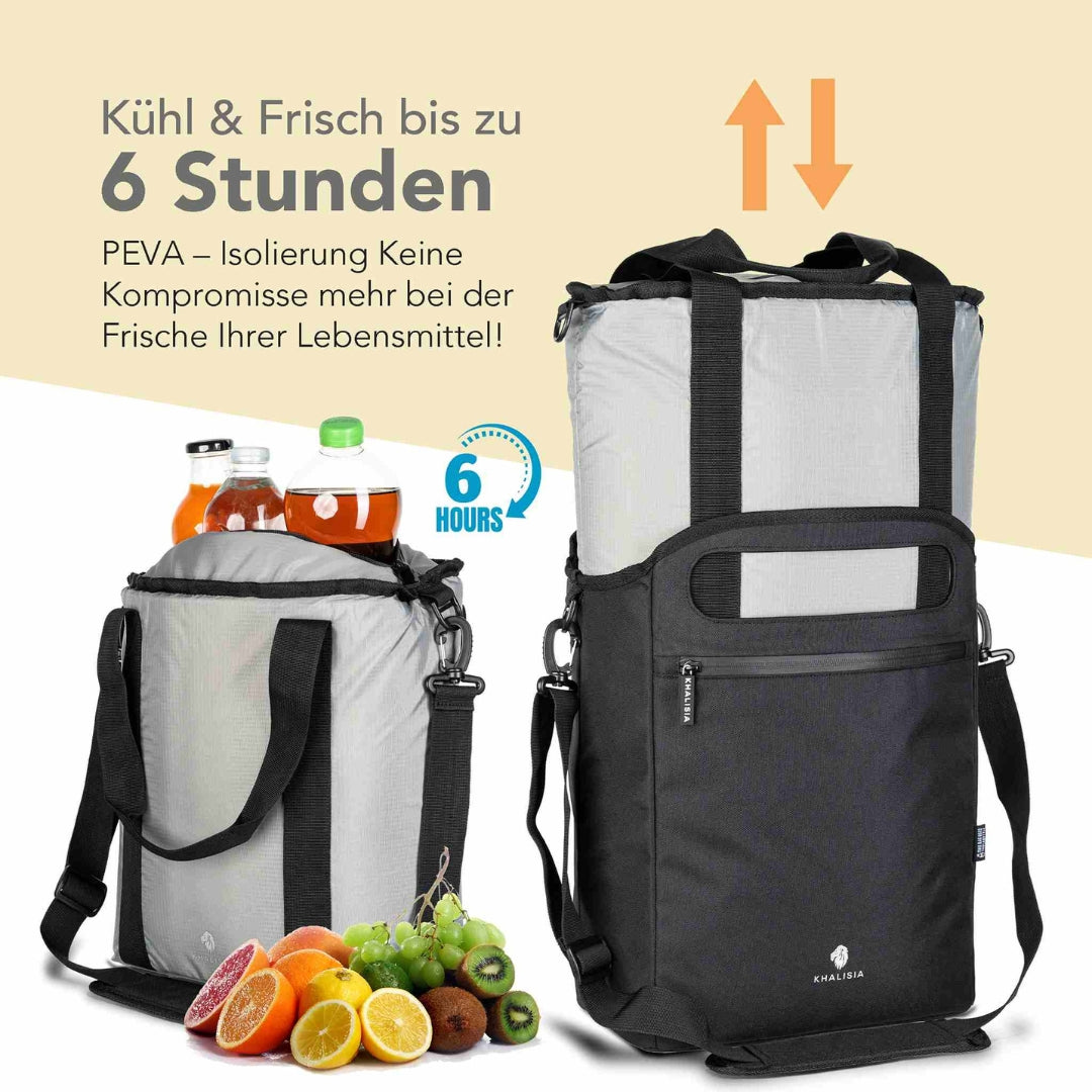 KHALISIA Fahrrad-Einkaufstasche mit Kühlfach 22L
