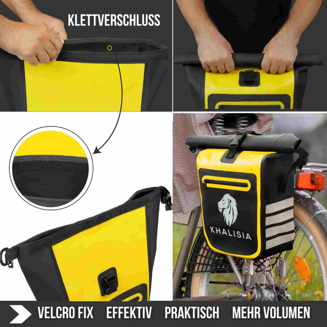 KHALISIA SpeedBag gelb mit Gepäckträgerbefestigung und abnehmbaren Trägern