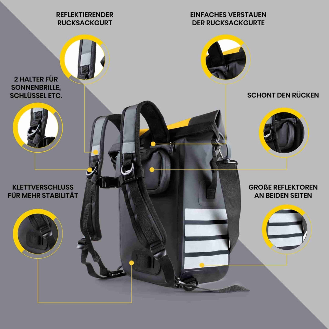 khalisia fahrradtasche 3 in 1 KHALISIA SpeedBag – Wasserdichte 3in1 Fahrrad Tasche & Rucksack 22L