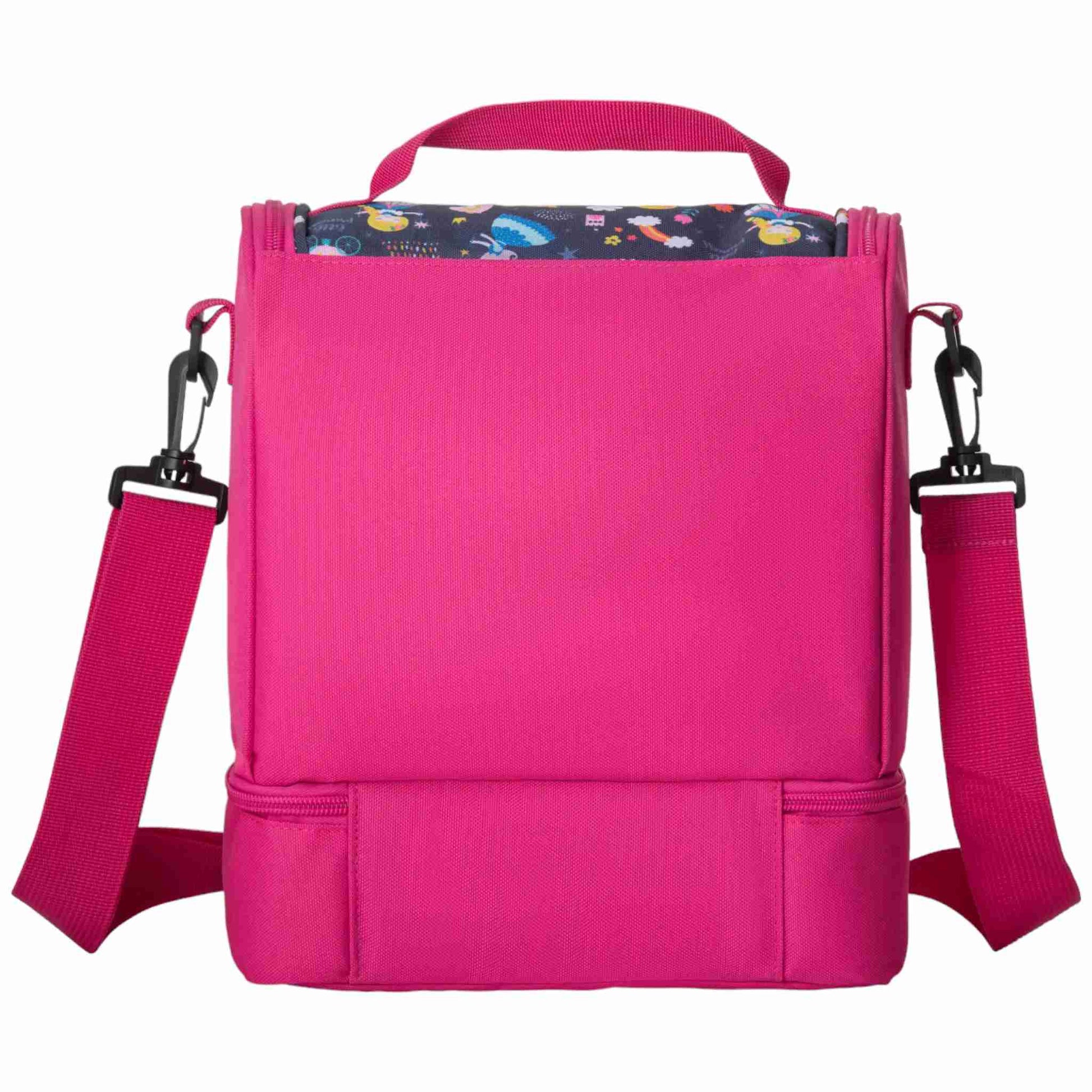 Robuste Schultertasche in Pink mit einem fröhlichen Prinzessin-Motiv