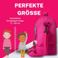 Detailansicht des pinken Tragegurts der Prinzessin-Umhängetasche mit einer stabilen Schnalle zur individuellen Längenverstellung, passend für jede Körpergröße des Kindes.