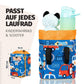 Blaue Knuffig Lenkertasche mit Fahrzeugmotiv und Klettbefestigung für Laufrad, Kinderfahrrad und Scooter, Maße 18,5 x 16 x 10 cm
