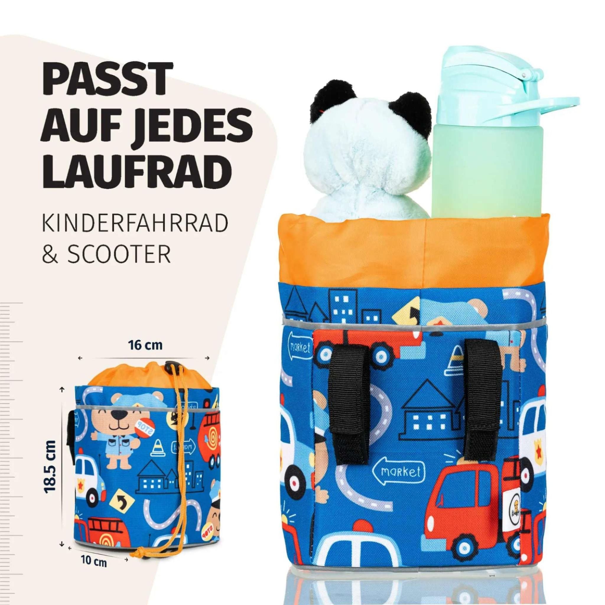 lenkertasche kinderrad Kinder Fahrradkorb Polizei Blau Fahrradtasche mit Reflektorstreifen